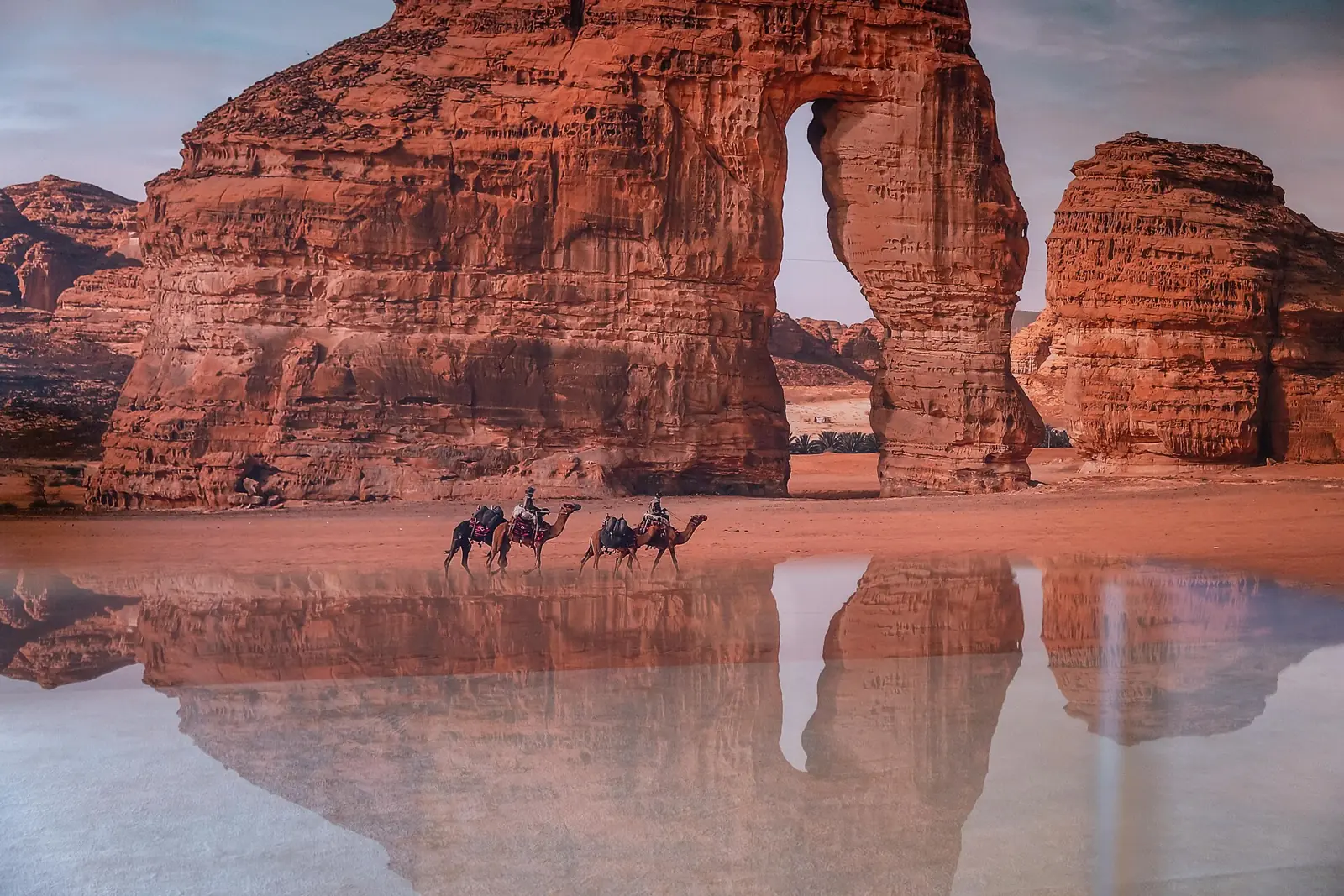 Elephant Rock sandstone arch in the AlUla desert